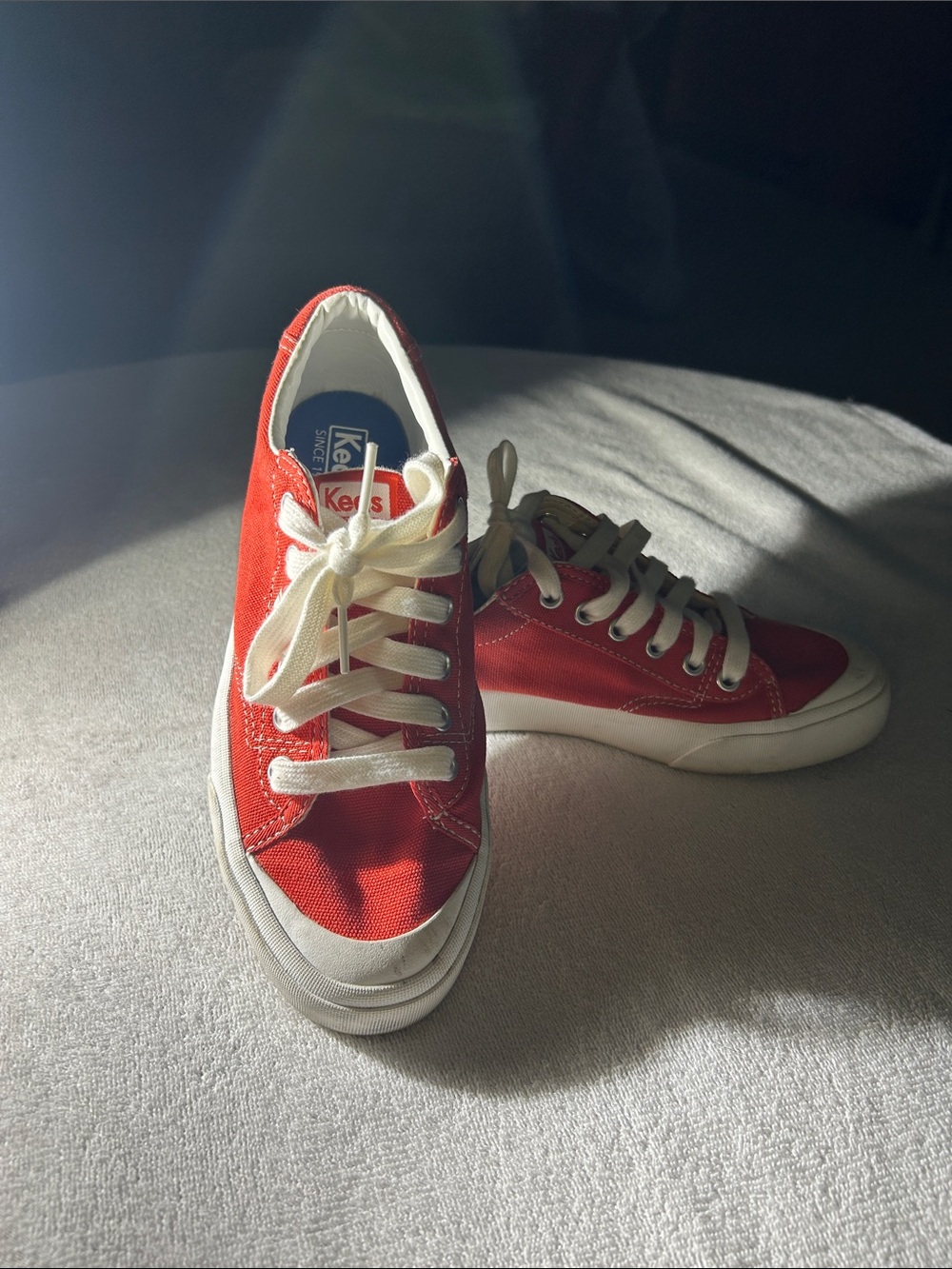 Keds Women’s Red Canvas Low-Top Sneakers with White Soles